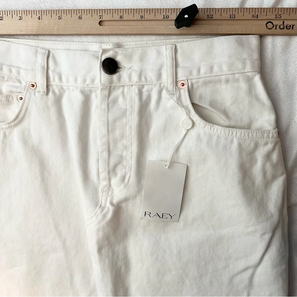 RAEY Off White Denim Maxi Skirt 6 Organic Cotton Split Back Cut Out Raw Hem